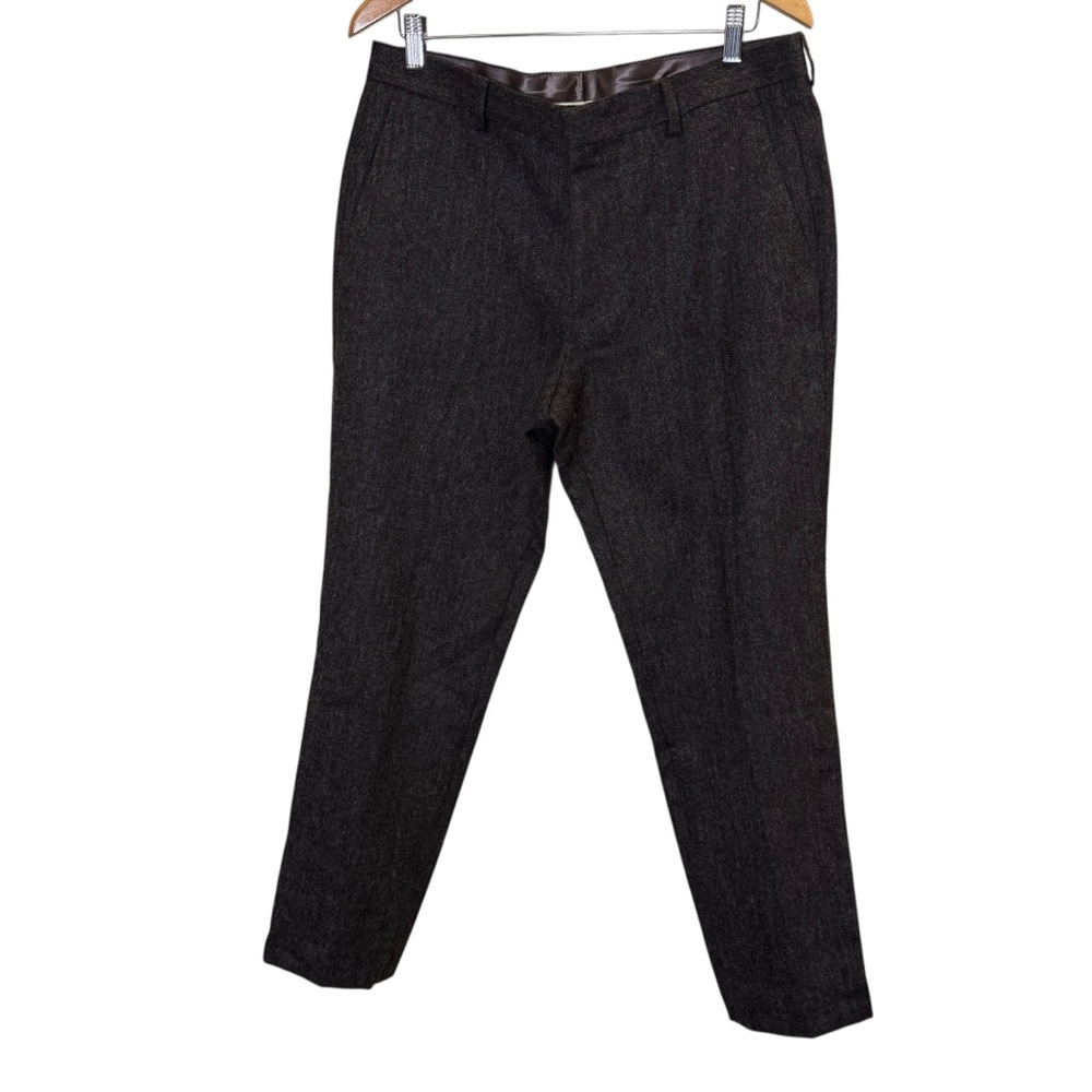J. Crew Mens Brown Tweed Ludlow Wool Dress Pants sz 34/32